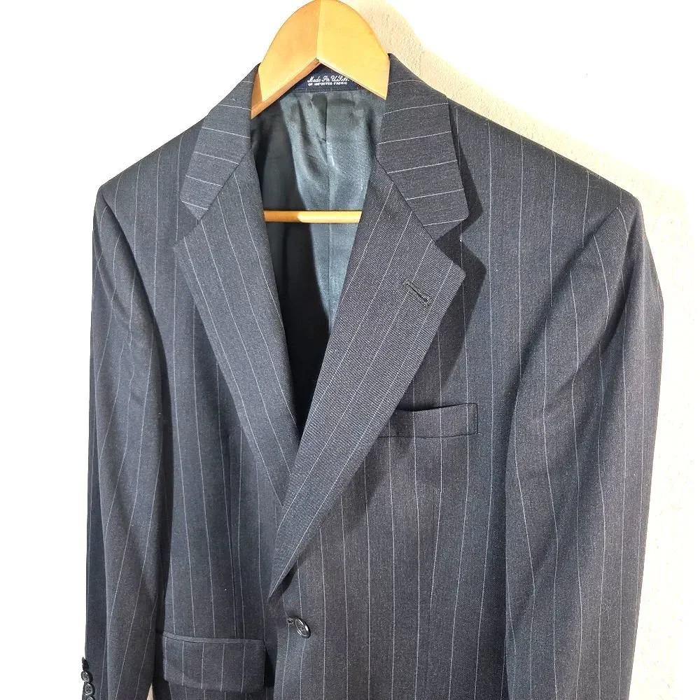 Burberry London Mens Pinstripe Blazer Sport Coat Union Made USA Gray